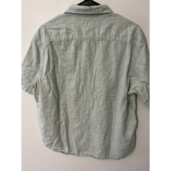 H&M Men's Long Sleeve Button Up Regular Fit Linen Blend Shirt Size L Green - Picture 2 of 6